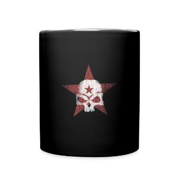 Rot Stern Totenkopf Schädel - Tasse einfarbig - Schwarz - Vorne