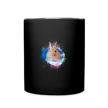 kaninchen ,hase, aquarell, Graffiti, Malerei,bunt - Tasse einfarbig - Schwarz - Vorne