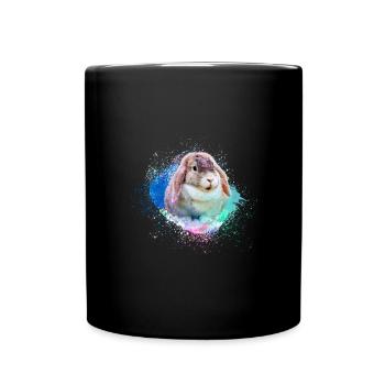 kaninchen ,hase, aquarell, Graffiti, Malerei,bunt - Tasse einfarbig - Schwarz - Vorne