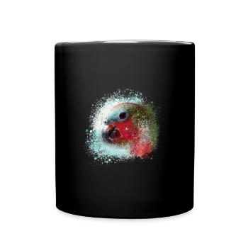 Papagei, ara, aquarell vogel, graffiti,bunt - Tasse einfarbig - Schwarz - Vorne