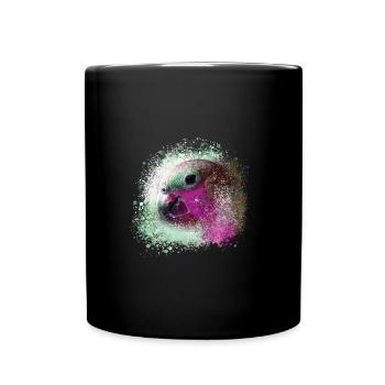 Papagei, ara, aquarell vogel, graffiti,bunt - Tasse einfarbig - Schwarz - Vorne