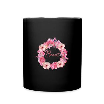 braut,blumen,blumenkranz,floral,magnolien - Tasse einfarbig - Schwarz - Vorne
