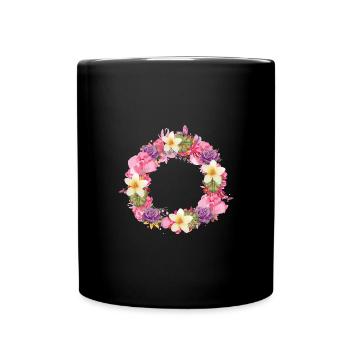 leer,blumen,blumenkranz,floral,illustration - Tasse einfarbig - Schwarz - Vorne