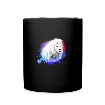 White Lion,Lion,Colorful,Graffiti,Painting - Full Colour Mug - black - Front