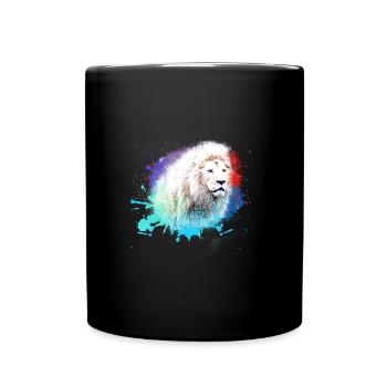 White Lion,Lion,Colorful,Graffiti,Painting - Full Colour Mug - black - Front