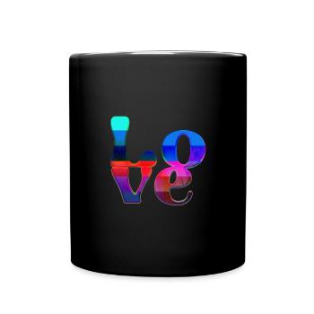 lgbt,love,font,chrome,colorful,love - Full Colour Mug - black - Front