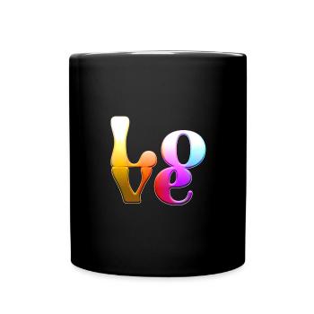 lgbt,love,font,chrome,colorful,love,gold - Full Colour Mug - black - Front