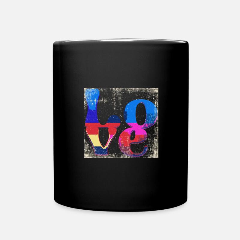 love,retro,typo,letter,vintage,bunt - Tasse einfarbig - Schwarz