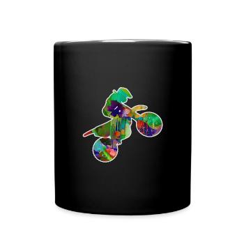 motorrad, motorcycle, biker, graffiti, malerei - Tasse einfarbig - Schwarz - Vorne