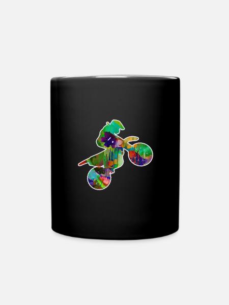 motorrad, motorcycle, biker, graffiti, malerei - Tasse einfarbig - Schwarz