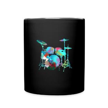 Drums,Graffiti,Colorful,Painting - Full Colour Mug - black - Front