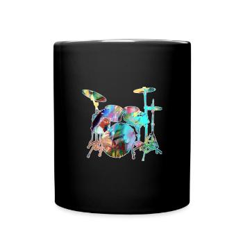 schlagzeug,graffiti,bunt,Malerei - Tasse einfarbig - Schwarz - Vorne