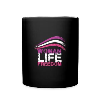 woman life freedom, schrift,iran,flagge - Tasse einfarbig - Schwarz - Vorne