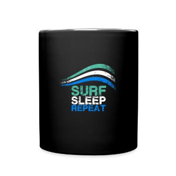 Surf Sleep Repeat,Surfer,Surf,Typo,Wave - Mug uni - noir - Devant