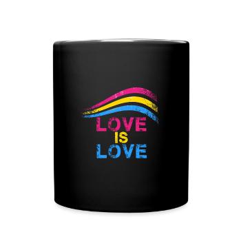 love is love ,owl,LGBT,rainbow, pansexual - Full Colour Mug - black - Front