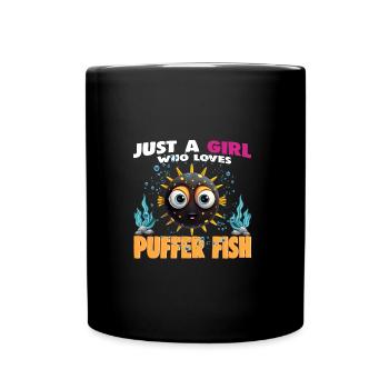 Just a Girl who Loves PUFFER FISH - Full Colour Mug - black - Front