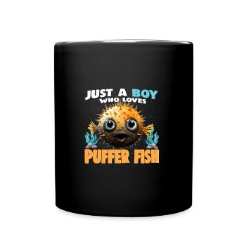 Just a Boy who Loves PUFFER FISH - Full Colour Mug - black - Front
