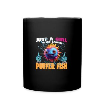 Just a Girl who Loves PUFFER FISH - Full Colour Mug - black - Front