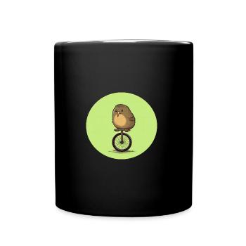 Kiwi Bird on the unicycle - Full Colour Mug - black - Front