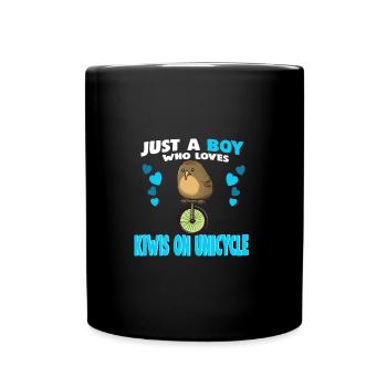 Just a Boy who Loves Kiwis on unicycle - Tasse einfarbig - Schwarz - Vorne