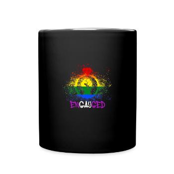 engaged,engaged,engaged,gay,pride,gay pride, LGBT, - Full Colour Mug - black - Front