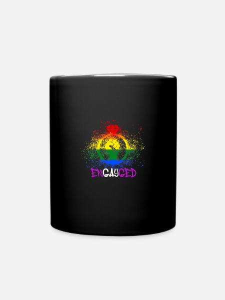engagé,engagé,fiancé,gay,fierté,gay fierté, LGBT, - Mug uni - noir