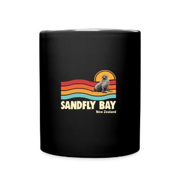 Sandfly Bay New Zealand - Full Colour Mug - black - Front