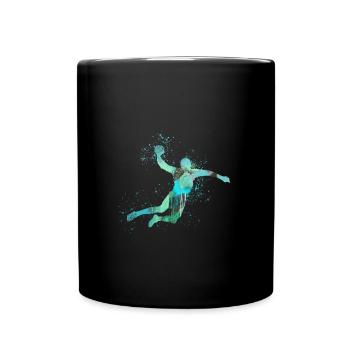 Handball, handballer, Beachhandball,Graffiti - Tasse einfarbig - Schwarz - Vorne