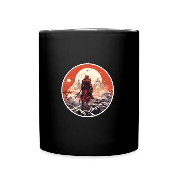 Samurai in snowy landscape - Full Colour Mug - black - Front