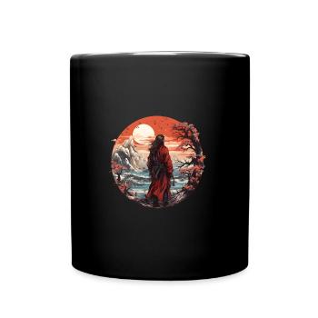 Samurai in snowy landscape - Full Colour Mug - black - Front