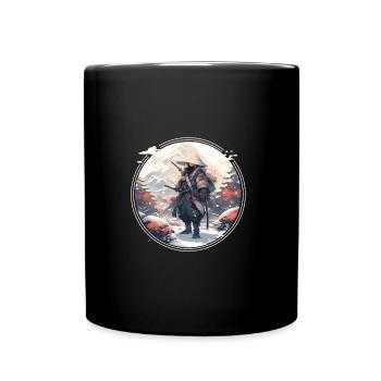 Samurai in snowy landscape - Full Colour Mug - black - Front