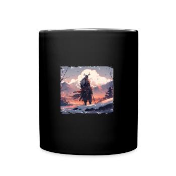 Samurai in snowy landscape - Full Colour Mug - black - Front
