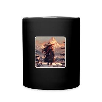 Samurai in a snowy landscape - Full Colour Mug - black - Front