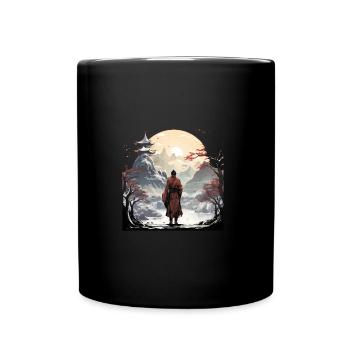 Samurai in a snowy landscape - Full Colour Mug - black - Front