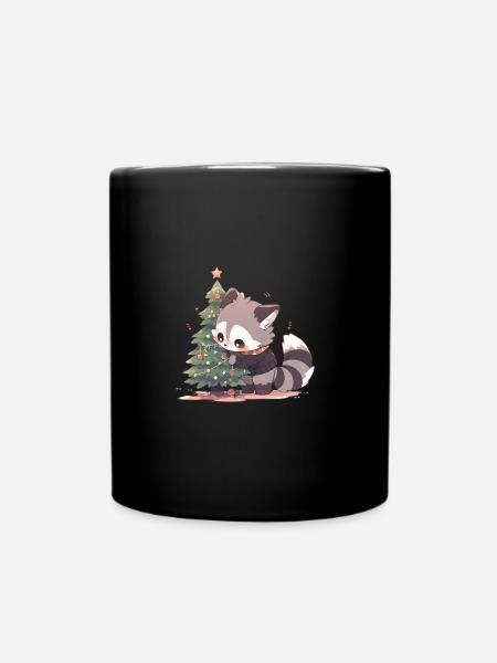 Arbre de Noël raton laveur - Mug uni - noir