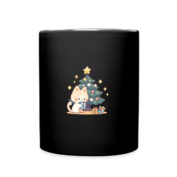 Arbre de Noël chat - Mug uni - noir - Devant