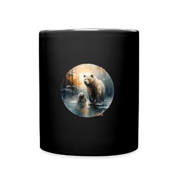 Grizzly Bear Family - Full Colour Mug - black - Front