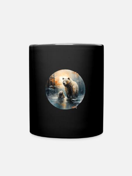 Grizzly Bear Family - Tasse einfarbig - Schwarz