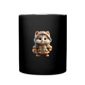 Cute Cat - Tasse einfarbig - Schwarz - Vorne