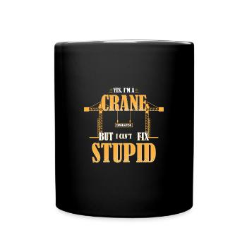 Kranführer Kran - Tasse einfarbig - Schwarz - Vorne