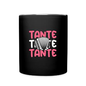Akkordeonspieler Tante Akkordeon - Tasse einfarbig - Schwarz - Vorne