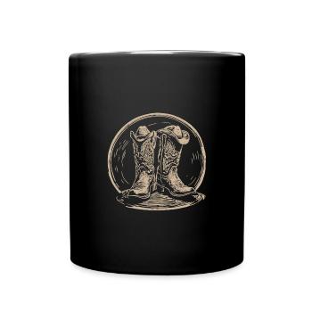 Stetson und Boots Western Country Line Dance - Tasse einfarbig - Schwarz - Vorne