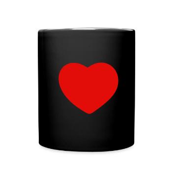 Herz rot - Tasse einfarbig - Schwarz - Vorne