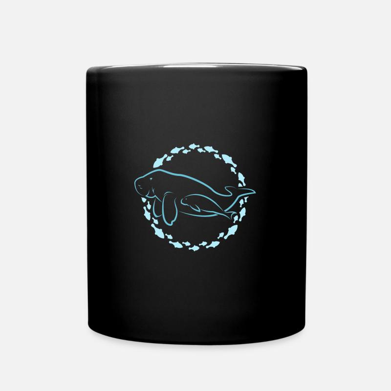 Manatee with baby - Full Colour Mug - black