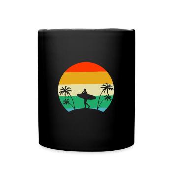 Surf Surf Surf Retro Palm Surfer - Mug uni - noir - Devant