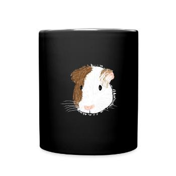 Design avec un cochon d’Inde aux cheveux lisses - Mug uni - noir - Devant