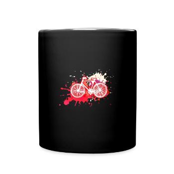 Bicycle,painting, illustration, watercolor,red - Full Colour Mug - black - Front