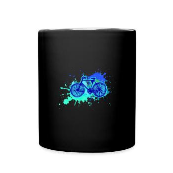 Fahrrad,malerei, illustration, wasserfarbe,bunt - Tasse einfarbig - Schwarz - Vorne