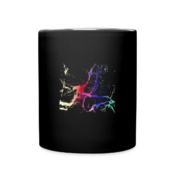 bunt,abstrakt,streifen,used optik,kratzer - Tasse einfarbig - Schwarz - Vorne