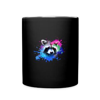 Raccoon,Bear,Graffiti,Painting,Colorful - Full Colour Mug - black - Front